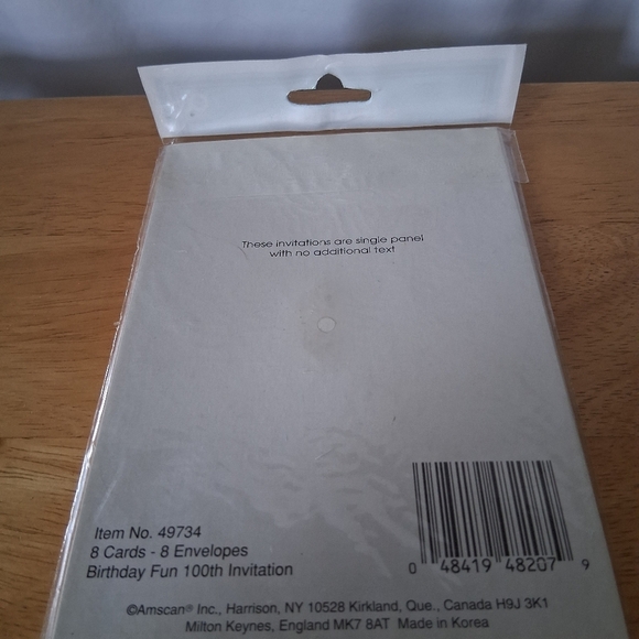 Amscan 100th Birthday Invitations - Yellow, Blue, Purple - Picture 4 of 5